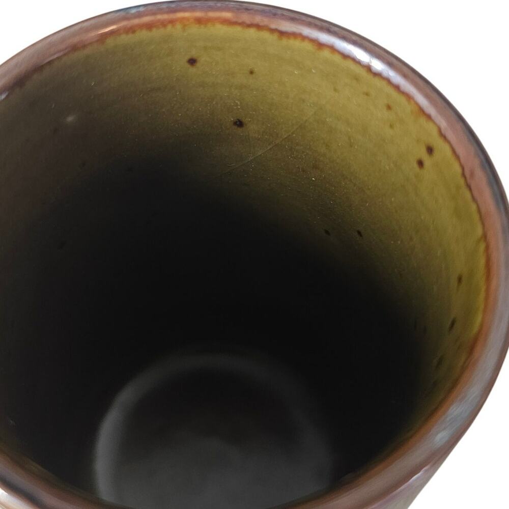 Vintage Otagiri Pottery Glazed Juice Sake Shot Cups Wheat Green Print Set of 2 - Picture 7 of 7